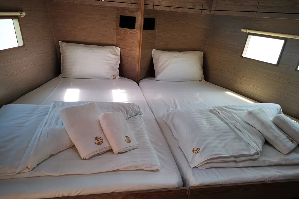 Cabin on Mila Felice, a Hanse Yachts Hanse 548 sailboat at Seget Donji, Croatia