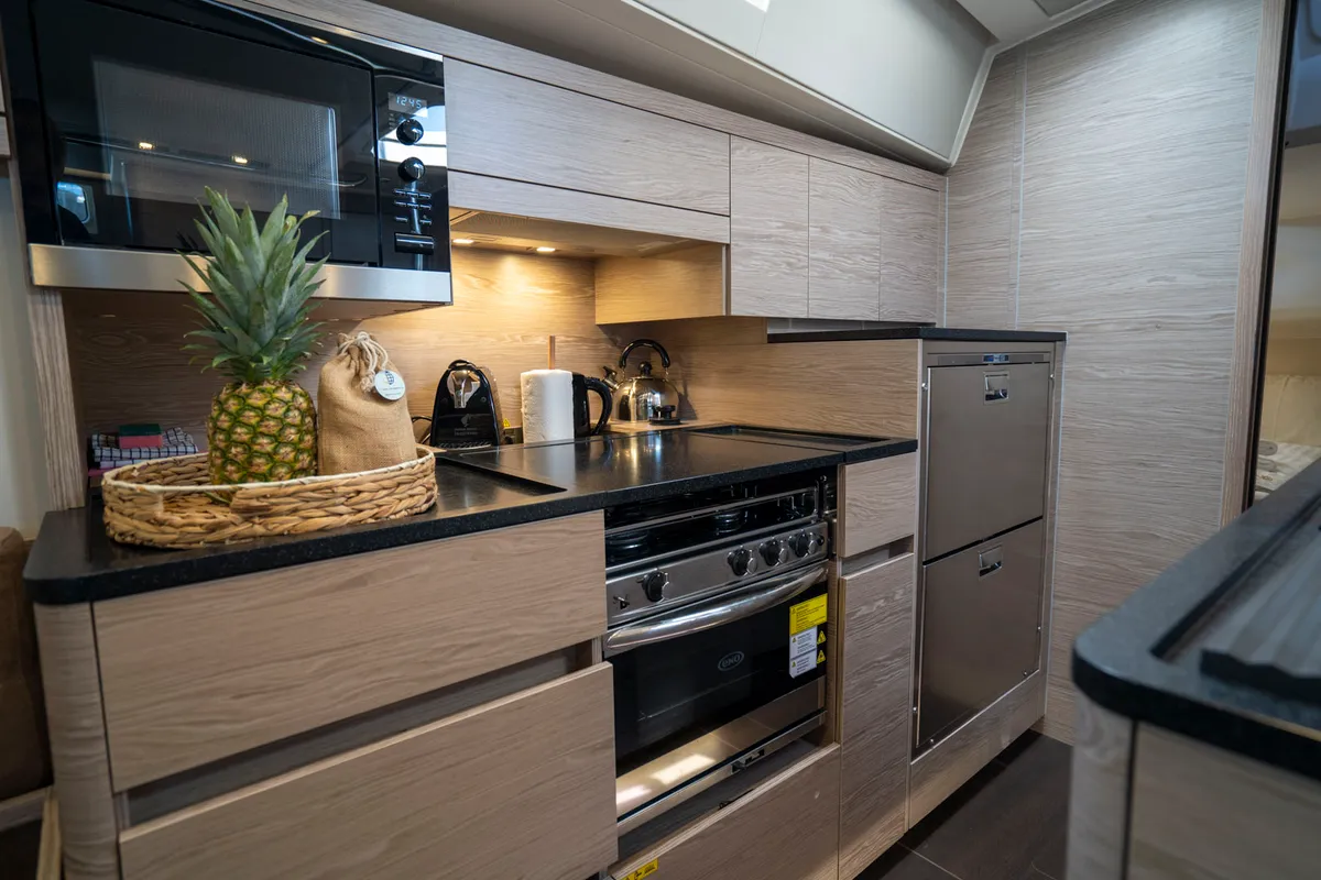 Galley of Mila Felice, a Hanse Yachts Hanse 548 sailboat at Seget Donji, Croatia