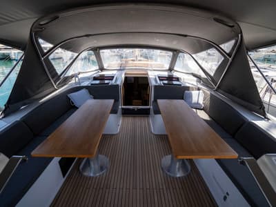 Deck of Mila Felice, a Hanse Yachts Hanse 548 sailboat at Seget Donji, Croatia