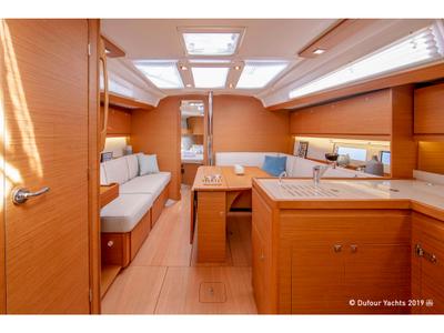 Salon of Orsalia, a Dufour 390 Grand Large sailboat at Gouvia, Greece