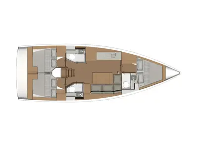 Floor plan of Orsalia, a Dufour 390 Grand Large sailboat at Gouvia, Greece