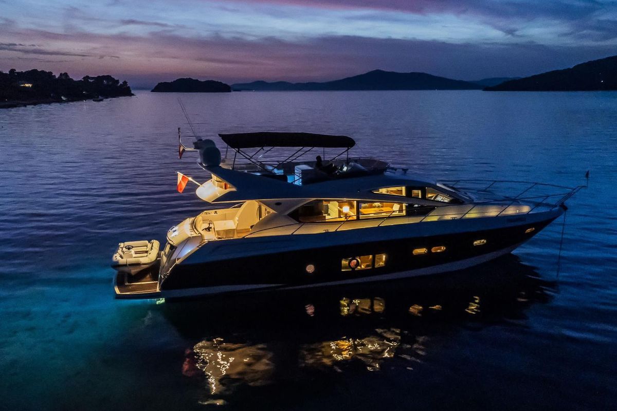 Exterior view of 2 Drunk, a Sunseeker Manhattan 63 yacht at Seget Donji, Croatia
