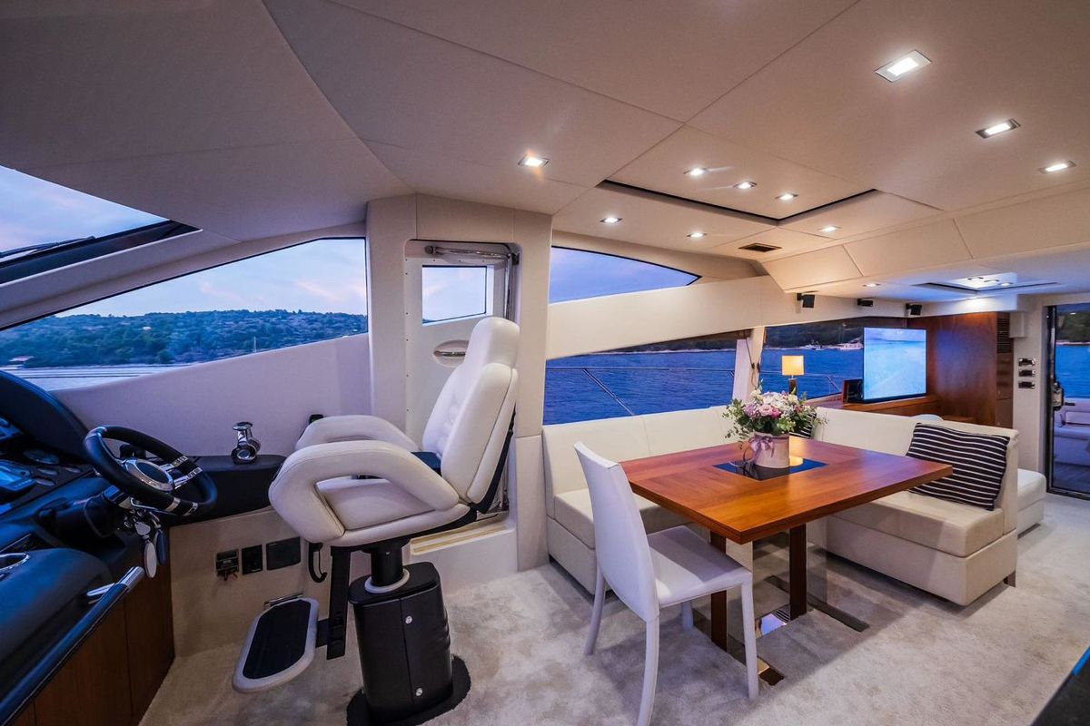 Cockpit of 2 Drunk, a Sunseeker Manhattan 63 yacht at Seget Donji, Croatia