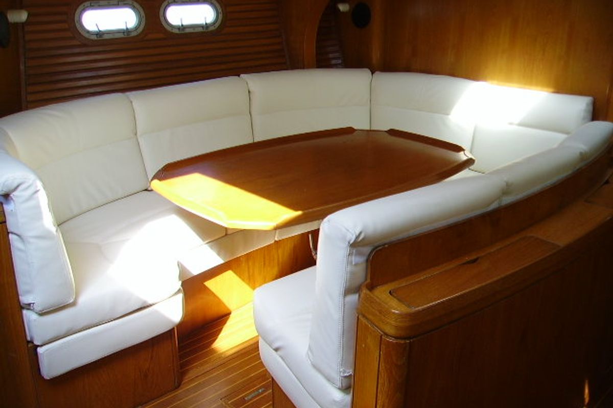 Salon of Sweet Sue II, a Jeanneau Sun Odyssey 47 sailboat at Athens, Greece