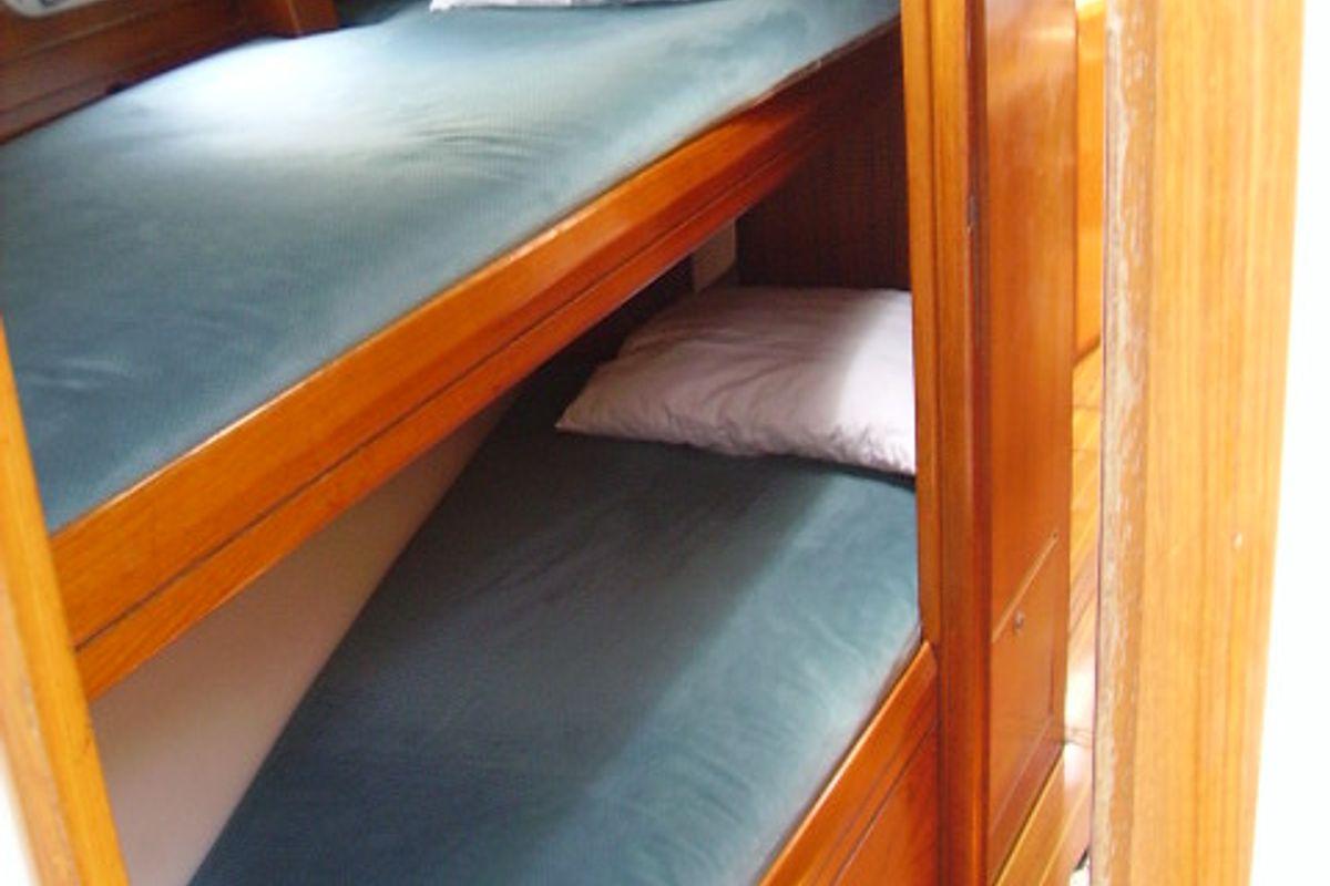 Cabin on Sweet Sue II, a Jeanneau Sun Odyssey 47 sailboat at Athens, Greece