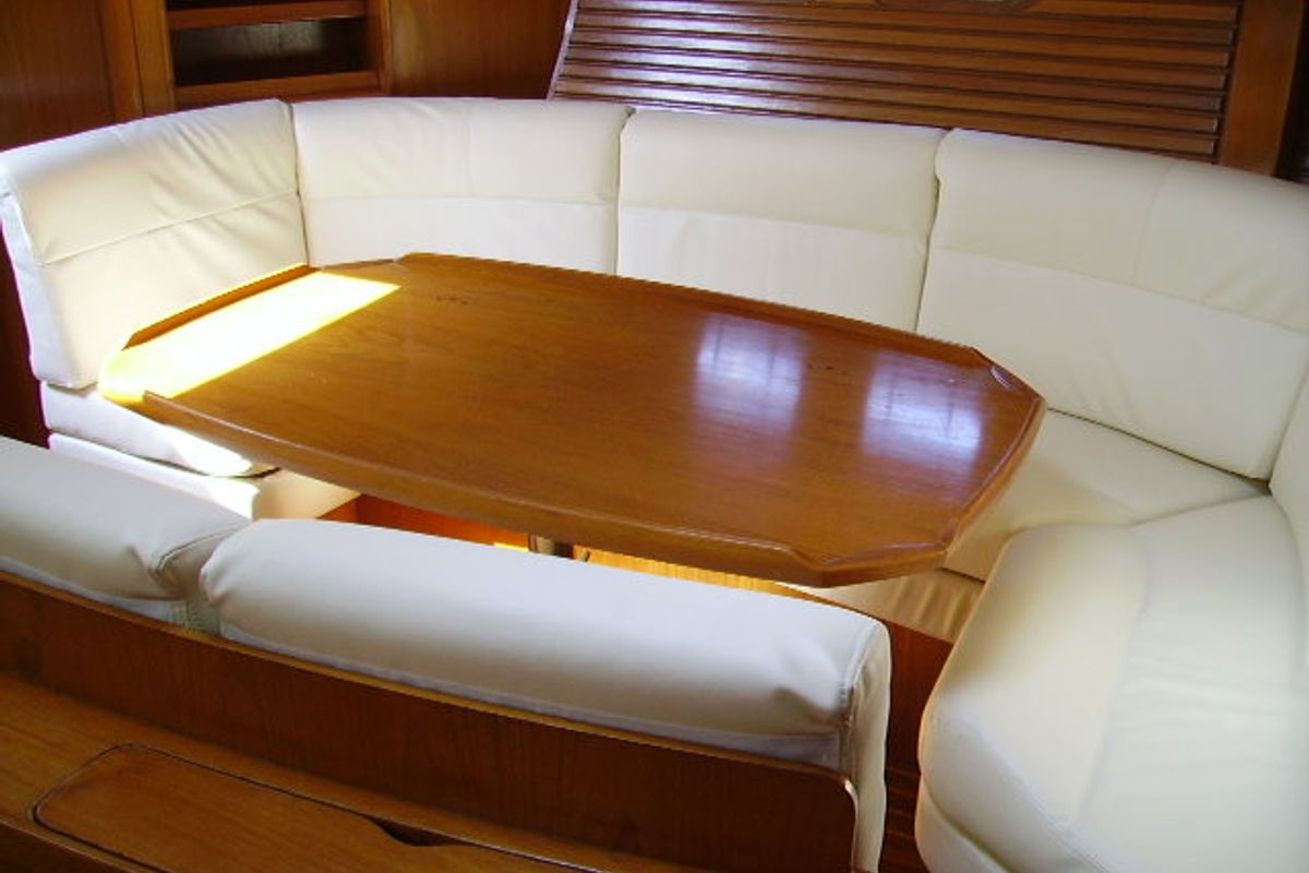 Salon of Sweet Sue II, a Jeanneau Sun Odyssey 47 sailboat at Athens, Greece