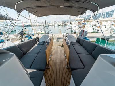 Deck of Soleos, a Elan Impression 45.1 sailboat at Grad Šibenik, Croatia