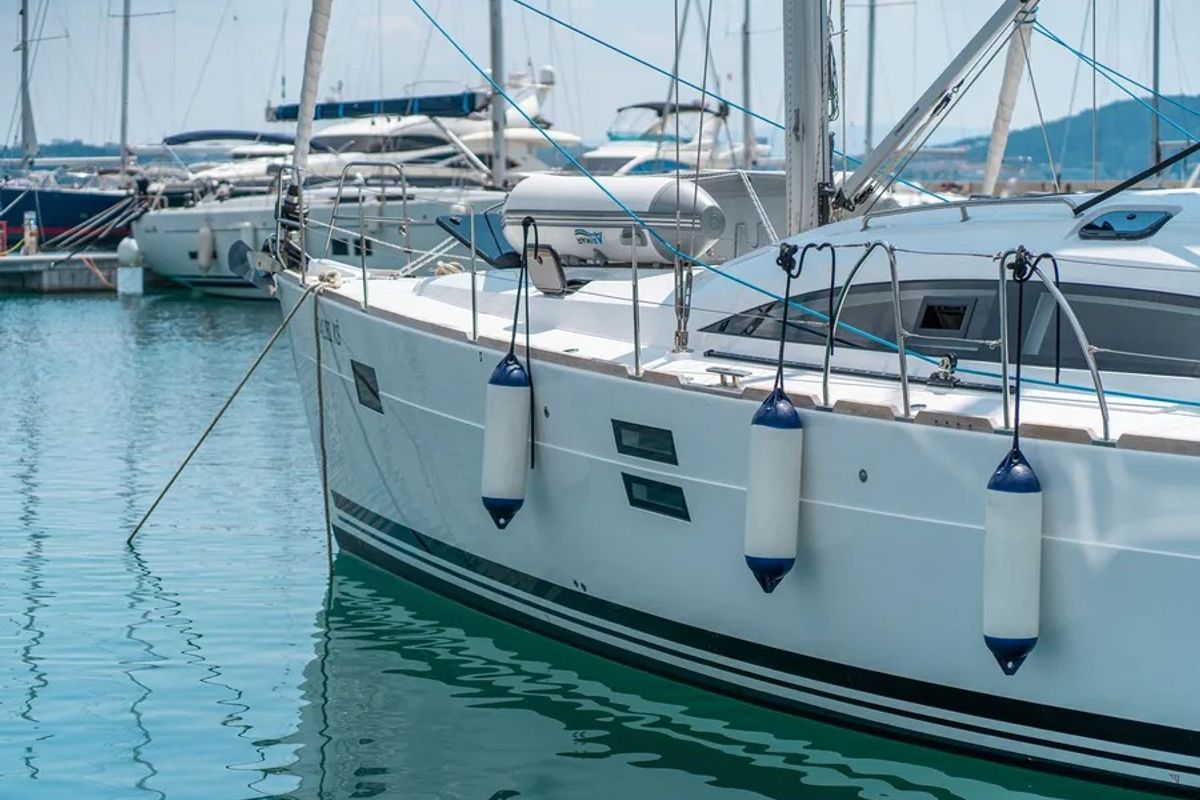 Exterior view of Soleos, a Elan Impression 45.1 sailboat at Grad Šibenik, Croatia