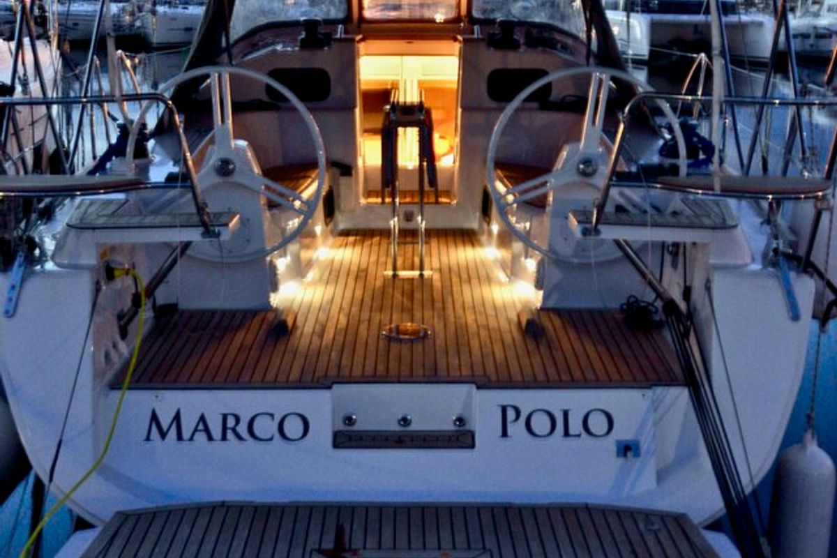 Cockpit of Marco Polo, a Elan Impression 40 sailboat at Grad Šibenik, Croatia