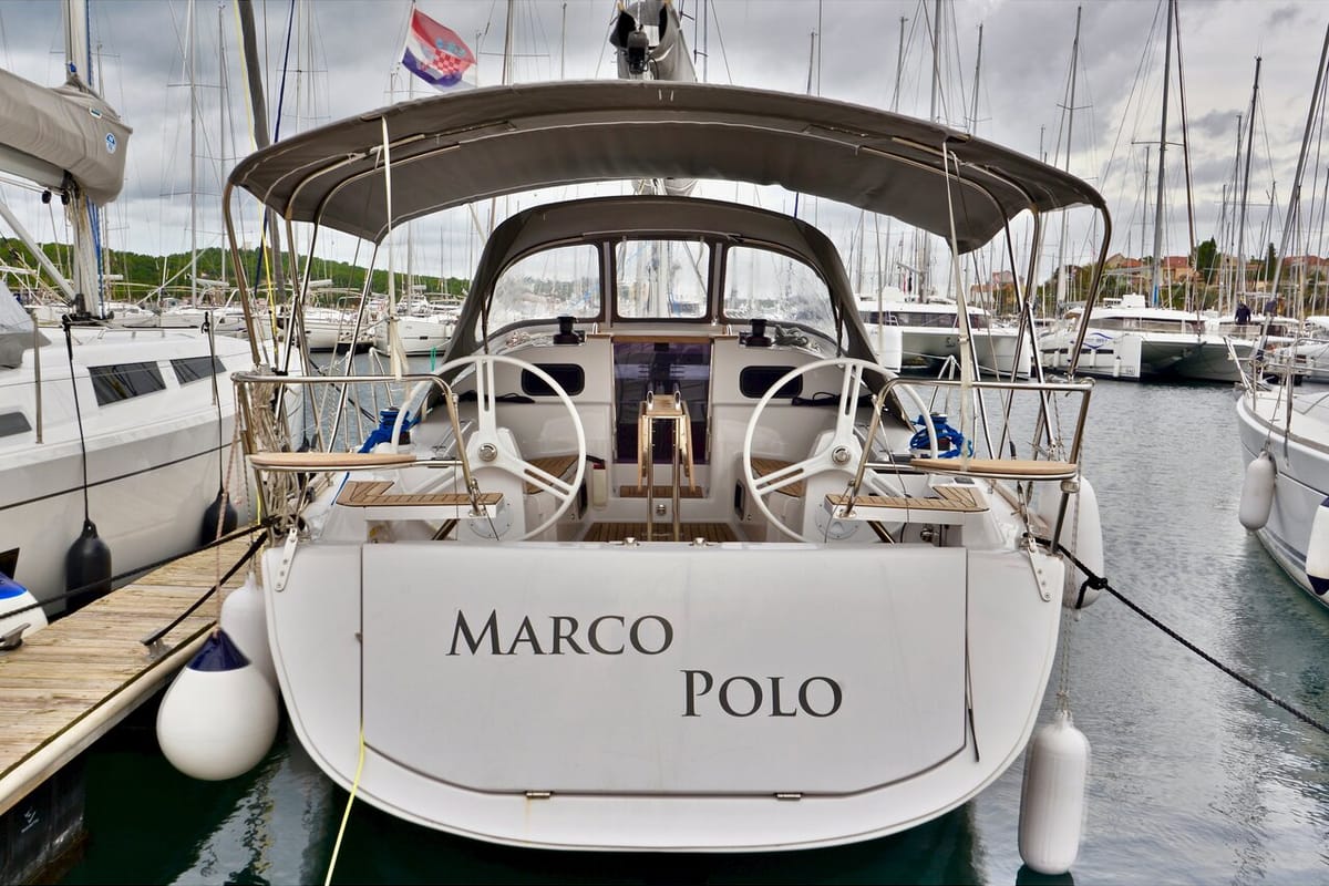 Cockpit of Marco Polo, a Elan Impression 40 sailboat at Grad Šibenik, Croatia