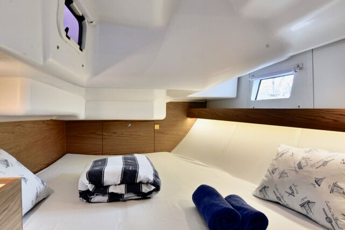 Cabin on Marco Polo, a Elan Impression 40 sailboat at Grad Šibenik, Croatia