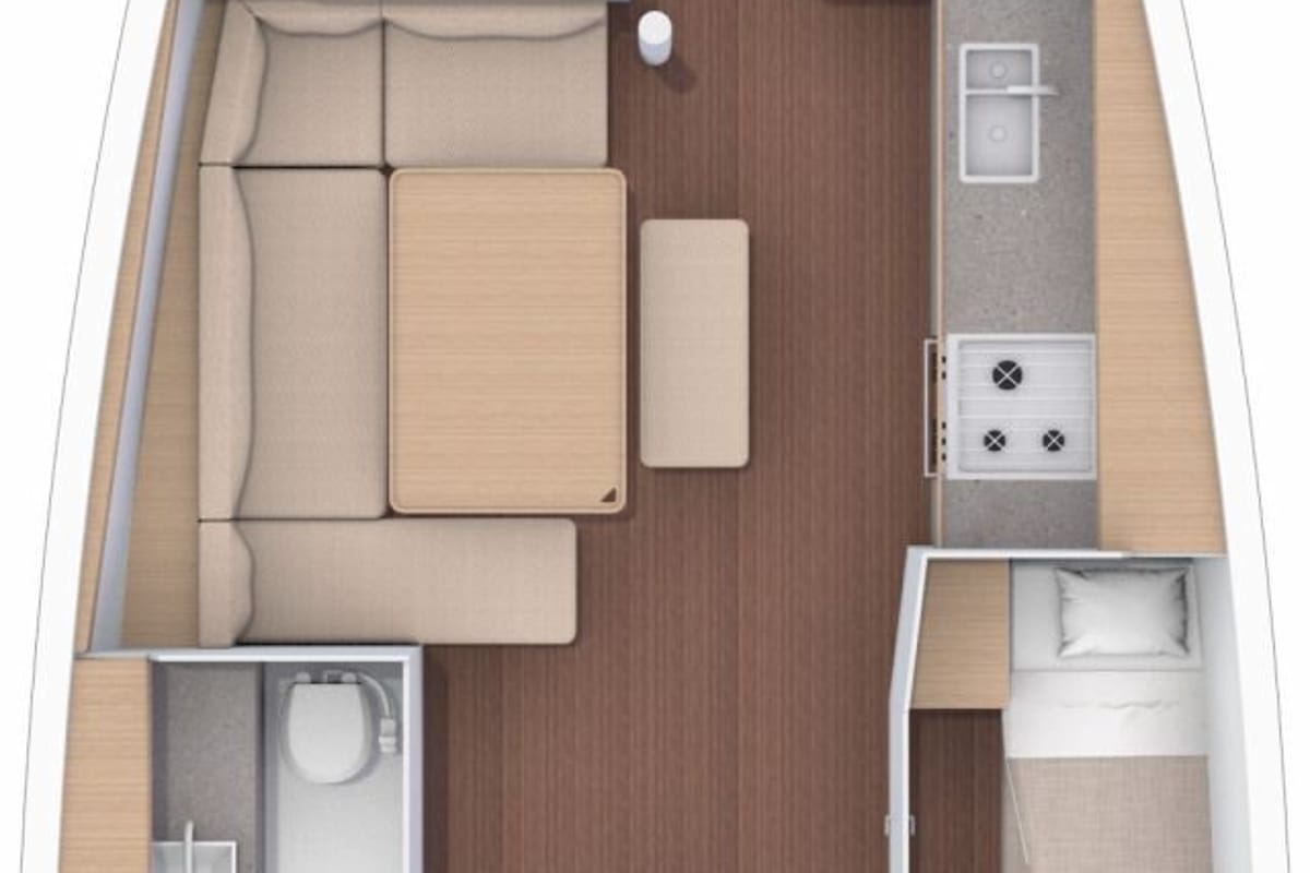 Floor plan of Pepsi, a Dufour 430 GL sailboat at Tonnarella, Italy