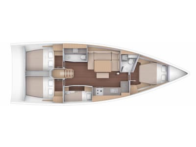 Floor plan of Pepsi, a Dufour 430 GL sailboat at Tonnarella, Italy