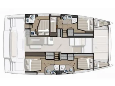 Floor plan of Ammos V, a Bali 4.6 catamaran at Lavreotiki Municipal Unit, Greece