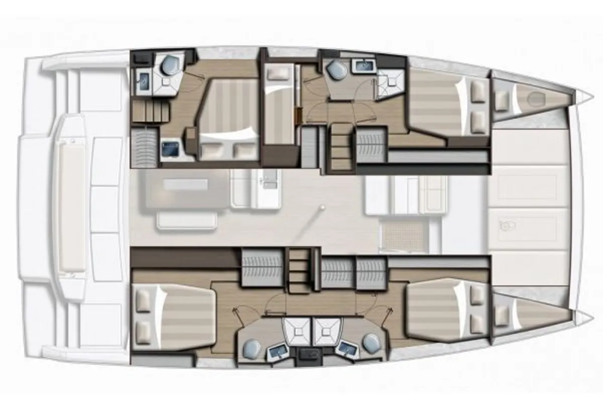 Floor plan of Ammos V, a Bali 4.6 catamaran at Lavreotiki Municipal Unit, Greece