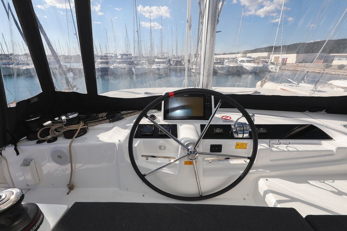 Cockpit of NUVOLA, a Lagoon 46 catamaran at Općina Sukošan, Croatia