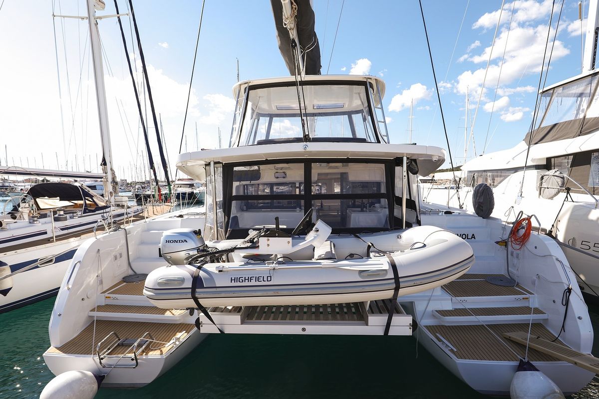 Exterior view of NUVOLA, a Lagoon 46 catamaran at Općina Sukošan, Croatia