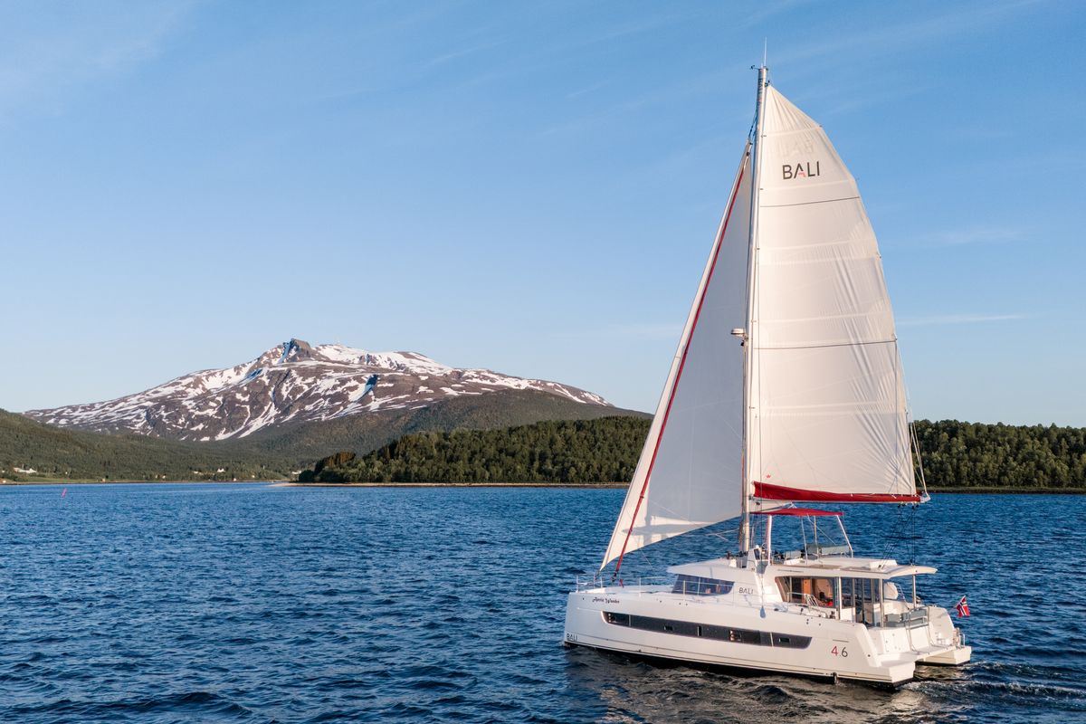 Exterior view of Arctic Wonder, a Bali 4.6 catamaran at Tromsø, Norway