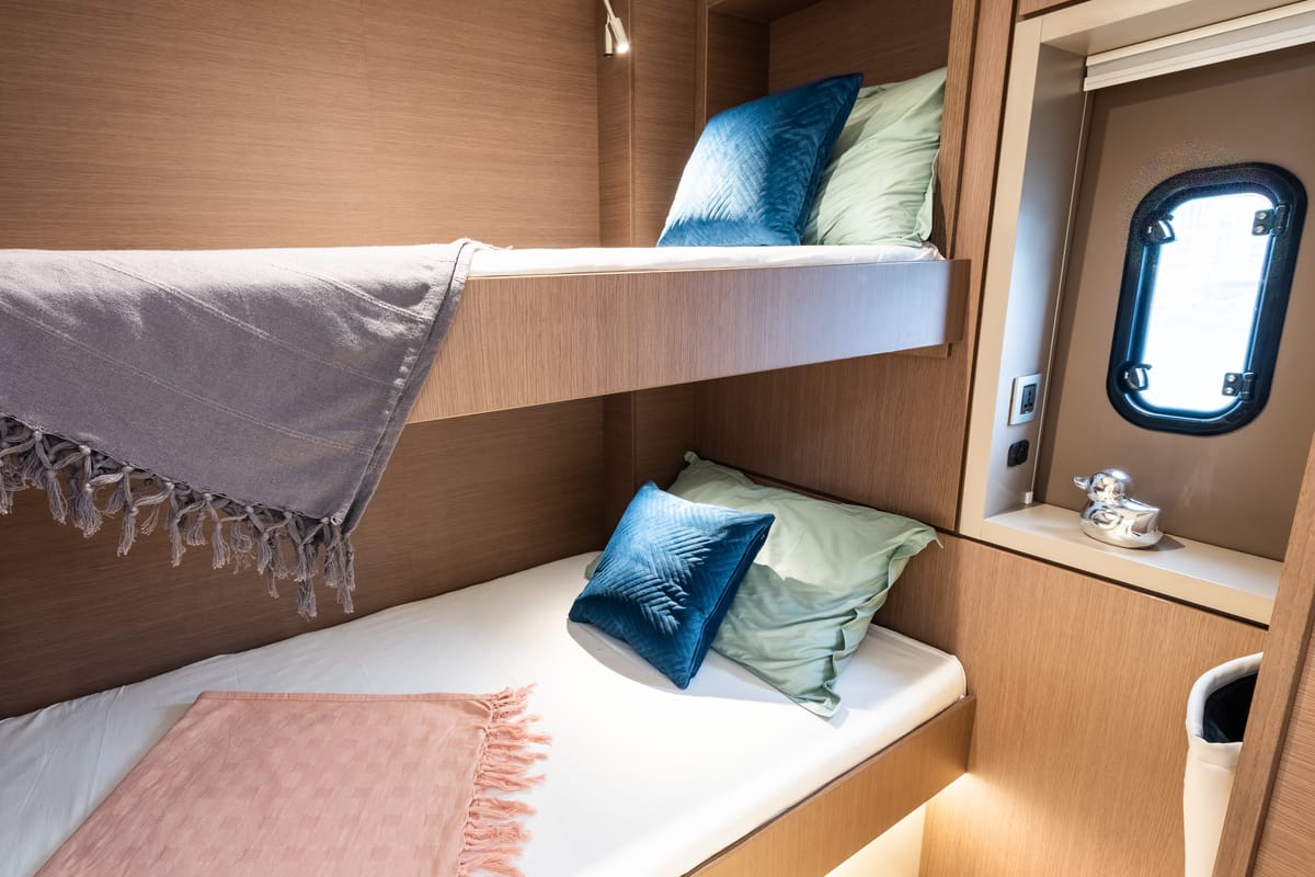 Cabin on Arctic Wonder, a Bali 4.6 catamaran at Tromsø, Norway