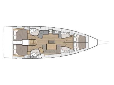 Floor plan of Scinachiena, a Beneteau Oceanis 46.1 sailboat at Castellammare di Stabia, Italy