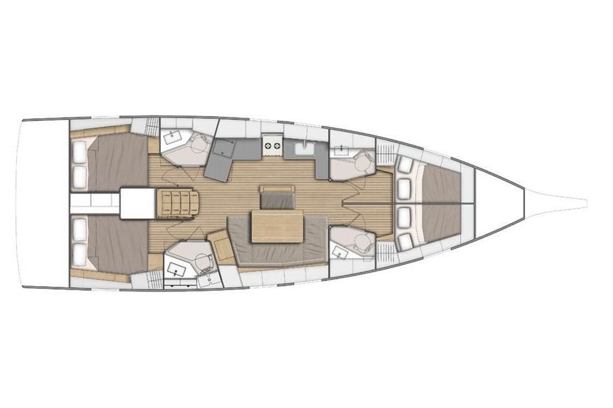 Floor plan of Scinachiena, a Beneteau Oceanis 46.1 sailboat at Castellammare di Stabia, Italy