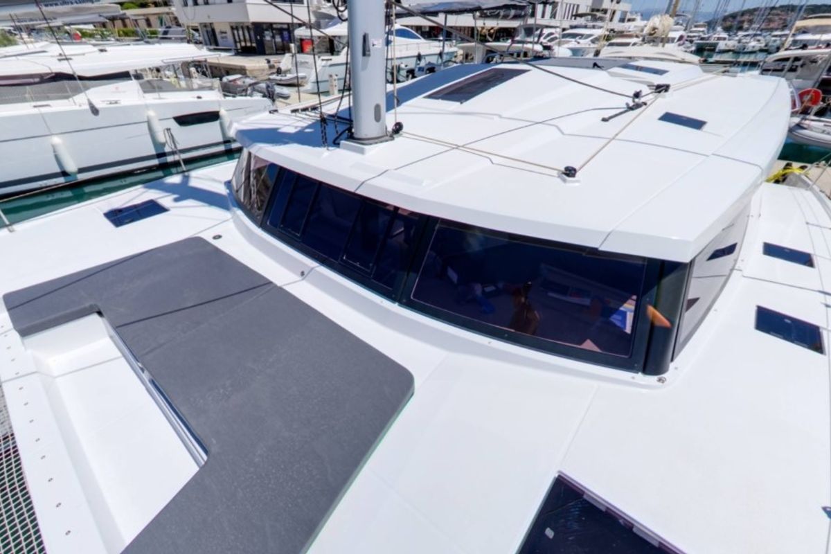 Deck of Magic Summer, a Fountaine Pajot Astrea 42 catamaran at Seget Donji, Croatia