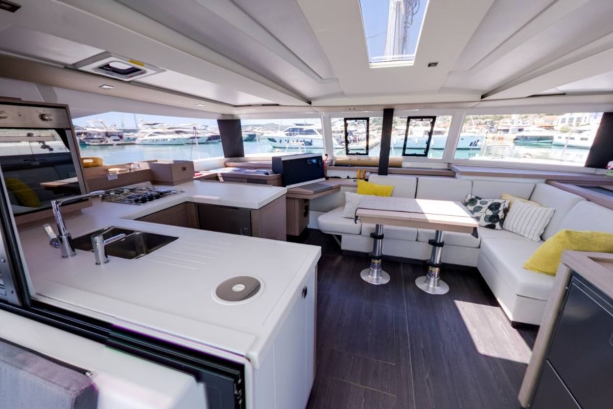Salon of Magic Summer, a Fountaine Pajot Astrea 42 catamaran at Seget Donji, Croatia