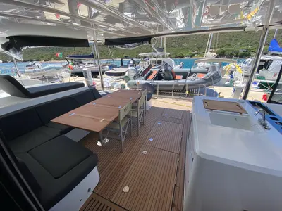 Deck of The Moon (MAR), a Lagoon 55 catamaran at Alameda, United States