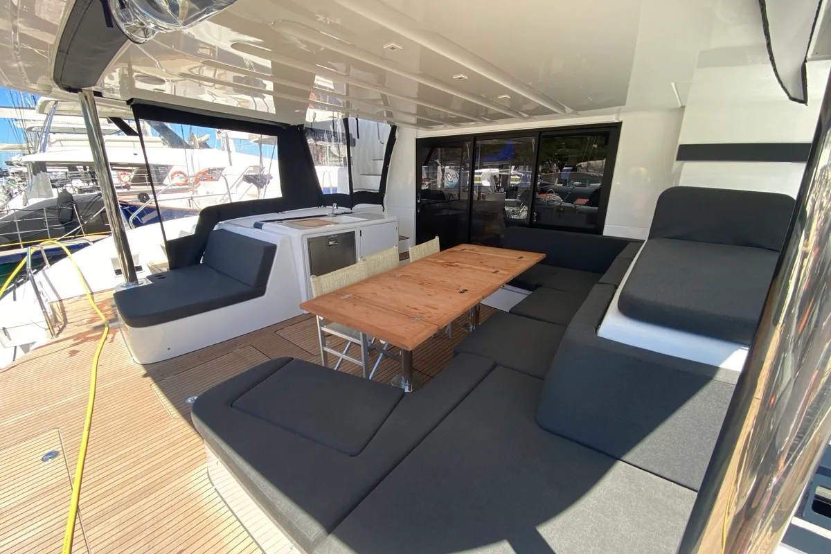 Deck of The Moon (MAR), a Lagoon 55 catamaran at Alameda, United States