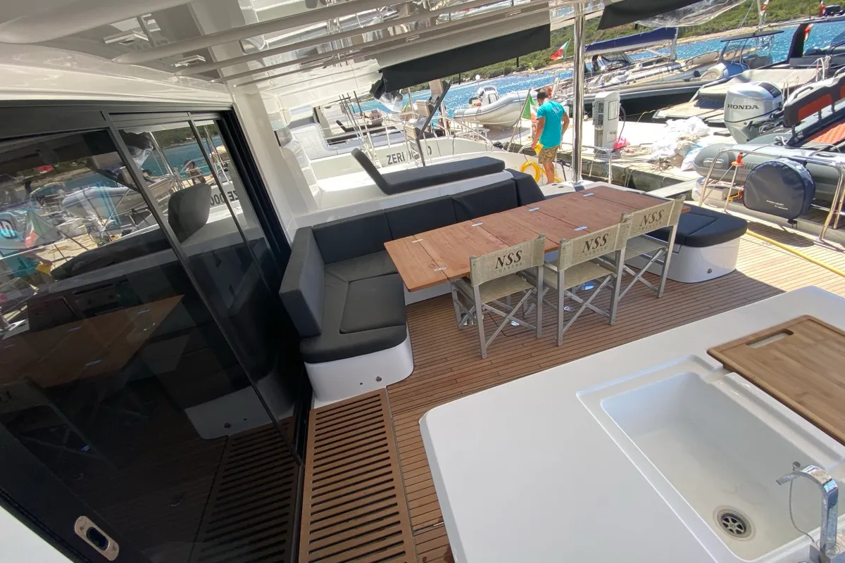 Deck of The Moon (MAR), a Lagoon 55 catamaran at Alameda, United States