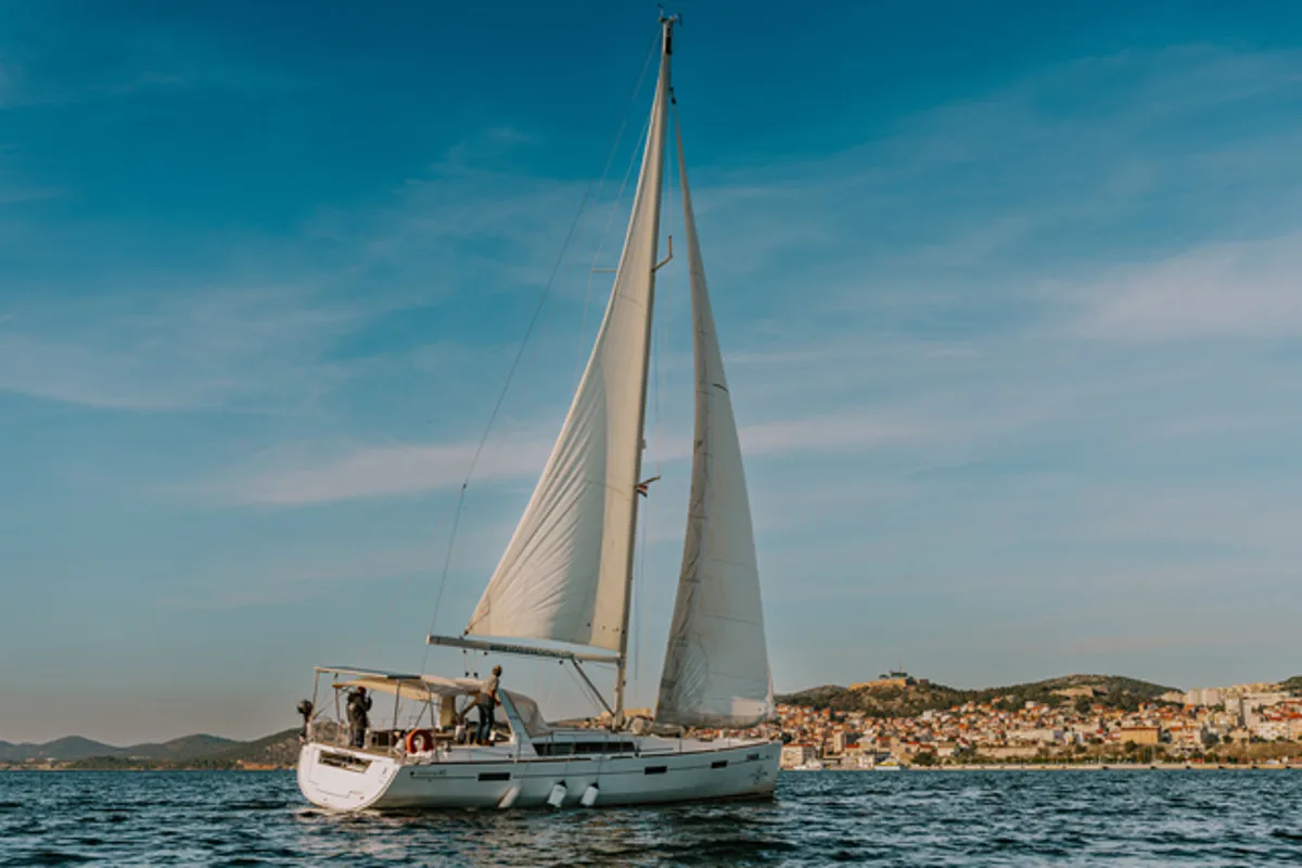 Exterior view of Diana, a Beneteau Oceanis 45 sailboat at Grad Šibenik, Croatia