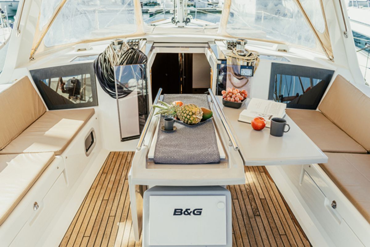 Deck of Diana, a Beneteau Oceanis 45 sailboat at Grad Šibenik, Croatia