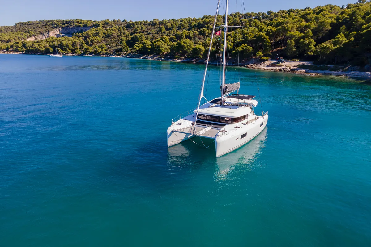 Exterior view of Find Us II, a Lagoon 43 - 3 + 1 cab. OW catamaran at Grad Kaštela, Croatia