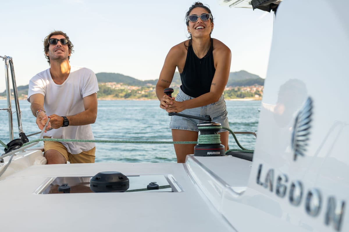 Cockpit of Find Us II, a Lagoon 43 - 3 + 1 cab. OW catamaran at Grad Kaštela, Croatia