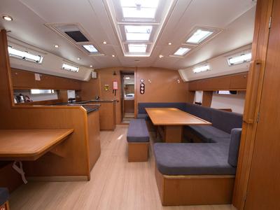 Salon of Aziza, a Bavaria Cruiser 50 sailboat at Fethiye, Turkey