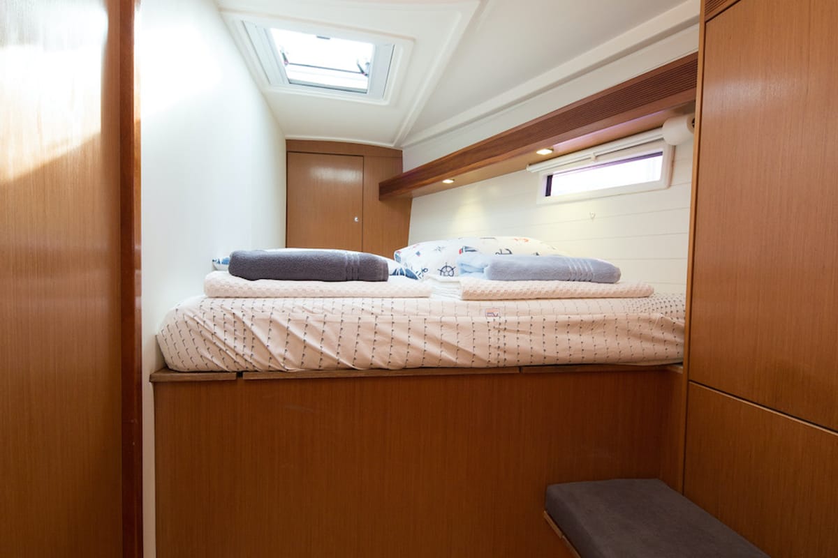 Cabin on Aziza, a Bavaria Cruiser 50 sailboat at Fethiye, Turkey