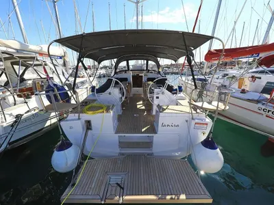 Cockpit of Ianira, a Elan Impression 45.1 sailboat at Grad Biograd na Moru, Croatia