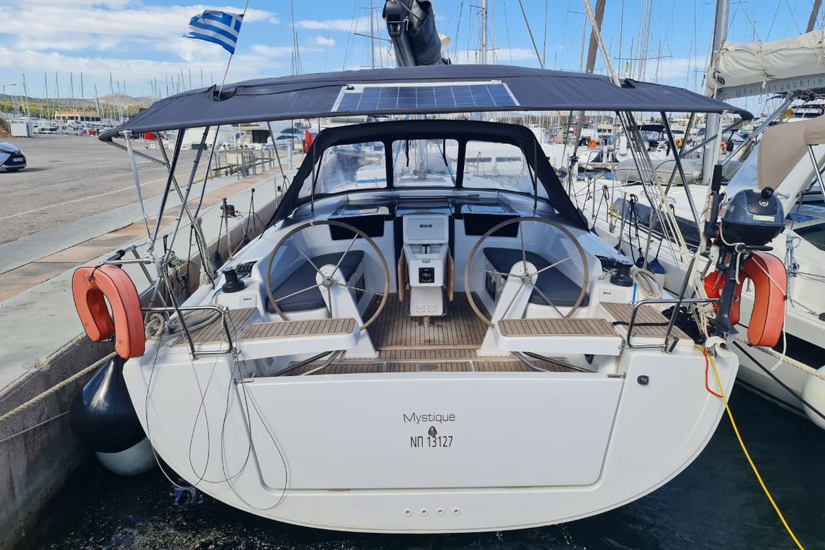 Exterior view of Mystique, a Hanse Yachts Hanse 418 sailboat at Municipal Unit of Ellomenos, Greece