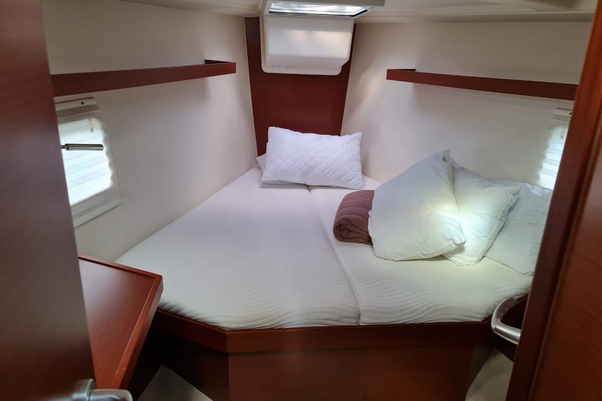 Cabin on Mystique, a Hanse Yachts Hanse 418 sailboat at Municipal Unit of Ellomenos, Greece