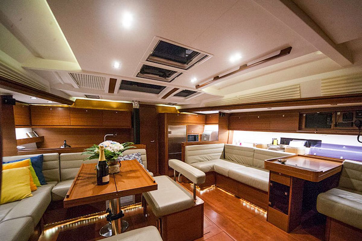 Salon of Tefnut, a Dufour Exclusive 56 sailboat at Primošten, Croatia
