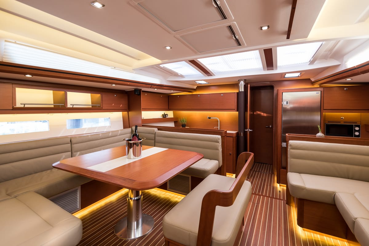 Salon of Tefnut, a Dufour Exclusive 56 sailboat at Primošten, Croatia