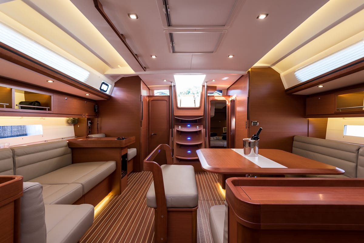 Salon of Tefnut, a Dufour Exclusive 56 sailboat at Primošten, Croatia