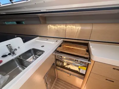 Galley of Ship Happens, a Dehler 38 sailboat at Punat, Croatia