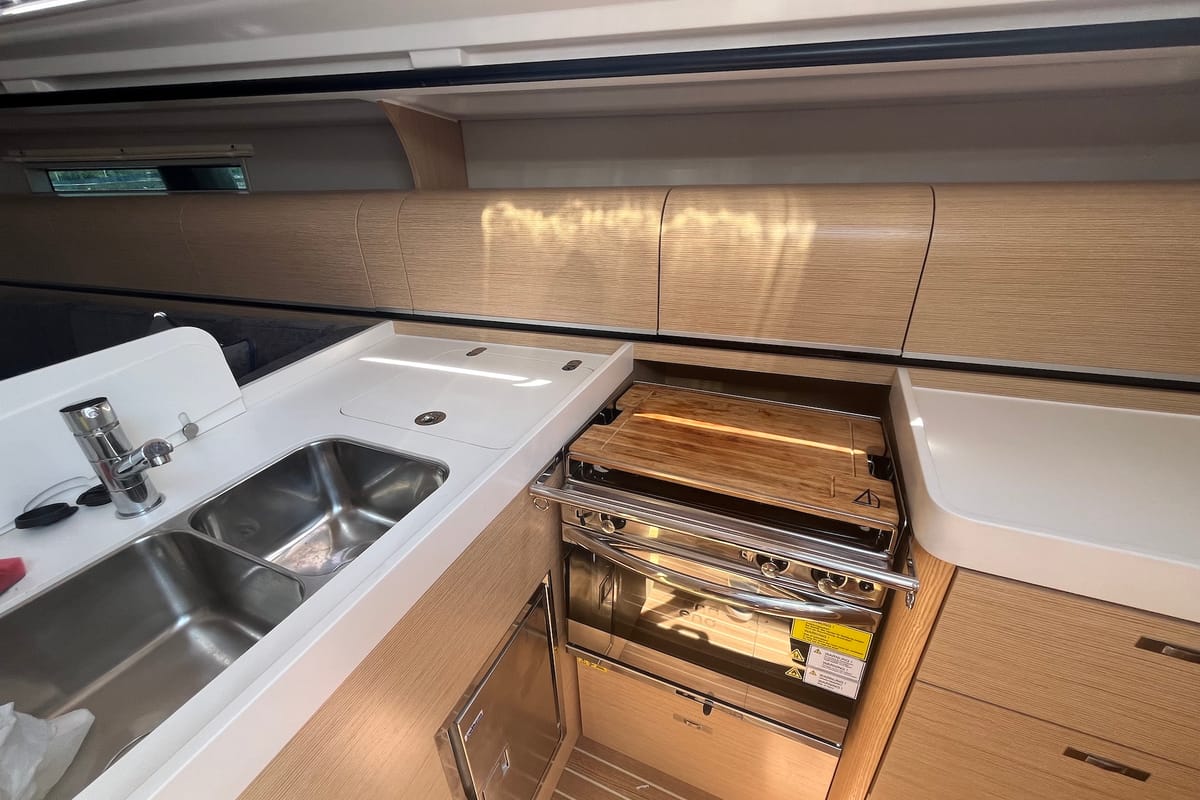 Galley of Ship Happens, a Dehler 38 sailboat at Punat, Croatia