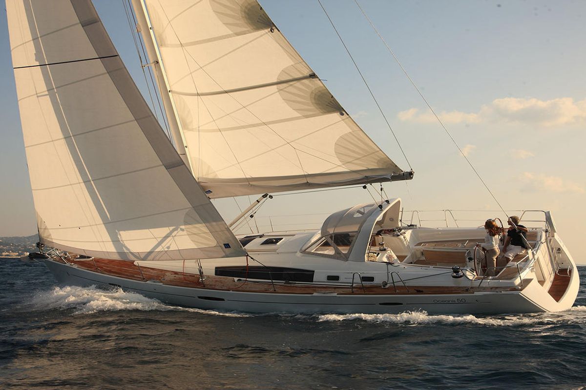 Exterior view of Darwin, a Beneteau Oceanis 50 sailboat at Municipal Unit of Ellomenos, Greece