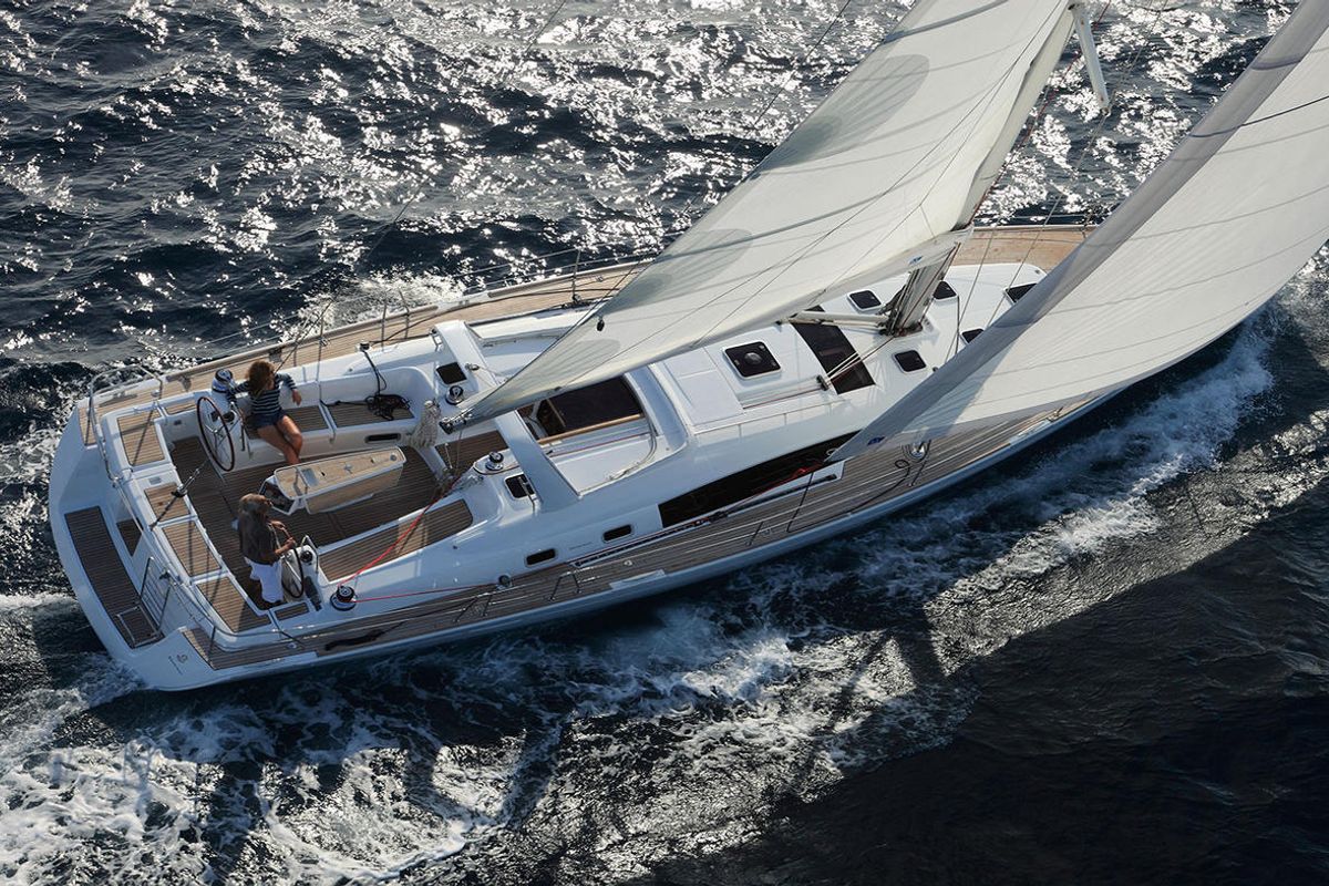 Exterior view of Darwin, a Beneteau Oceanis 50 sailboat at Municipal Unit of Ellomenos, Greece