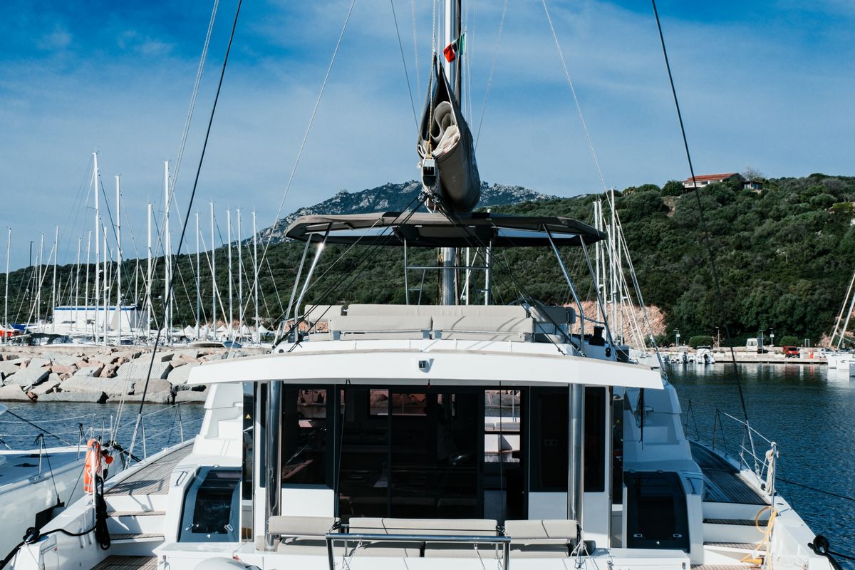 Exterior view of Alfa.bm2, a Bali 5.4 catamaran at Tonnarella, Italy