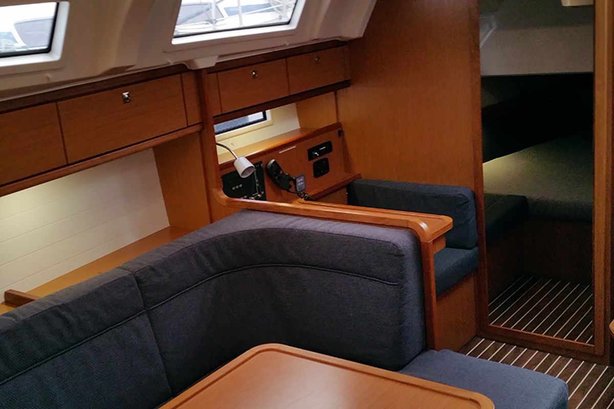 Salon of Fireball, a Bavaria Cruiser 41 sailboat at Llucmajor, Spain