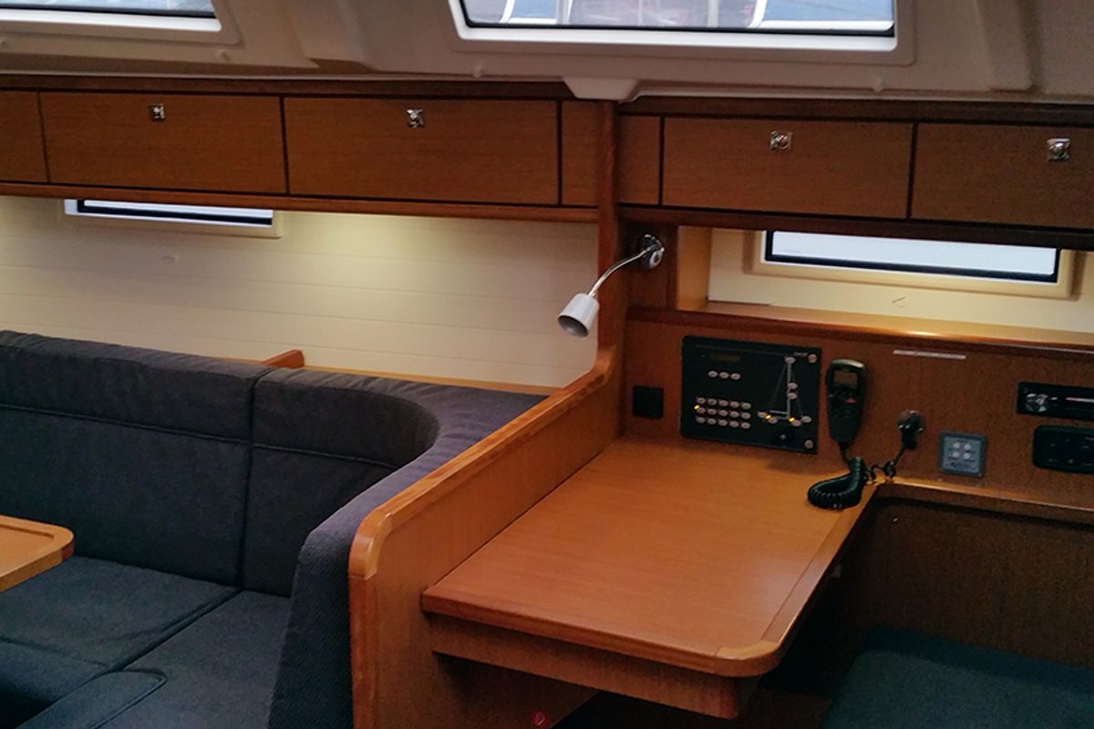 Salon of Fireball, a Bavaria Cruiser 41 sailboat at Llucmajor, Spain