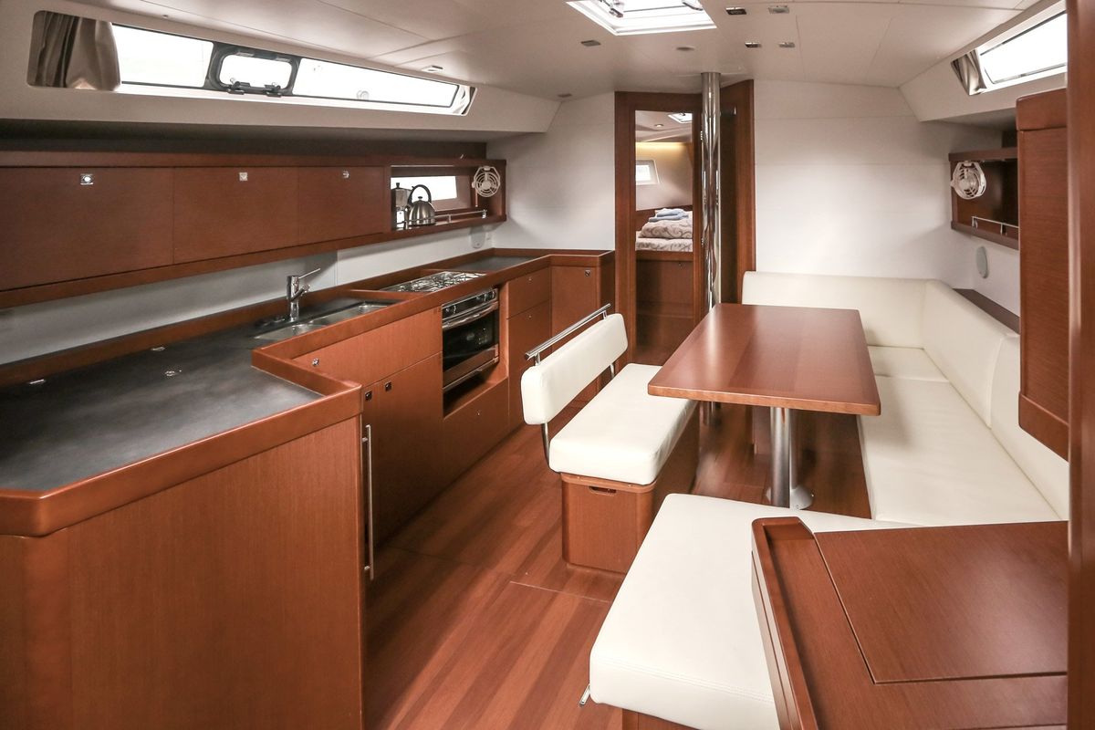 Galley of Twist, a Beneteau Oceanis 45 sailboat at Tivat, Montenegro